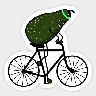 Funny avocado rides a bicycle Sticker